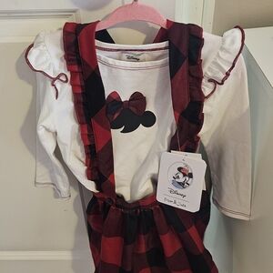 Disney Kids Red and Black Plaid Dress with Minnie Mouse Design